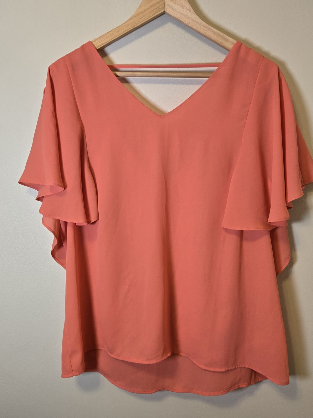 Womens Coral Flutter Butterfly Sleeve Blouse Medium
